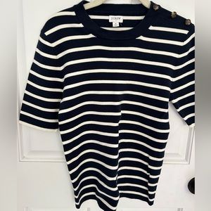 J crew stripes navy sweater med